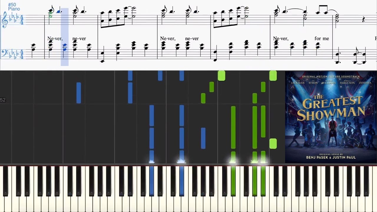 Never Enough (from The Greatest Showman) (Synthesia Piano Tutorial w/Lyrics)