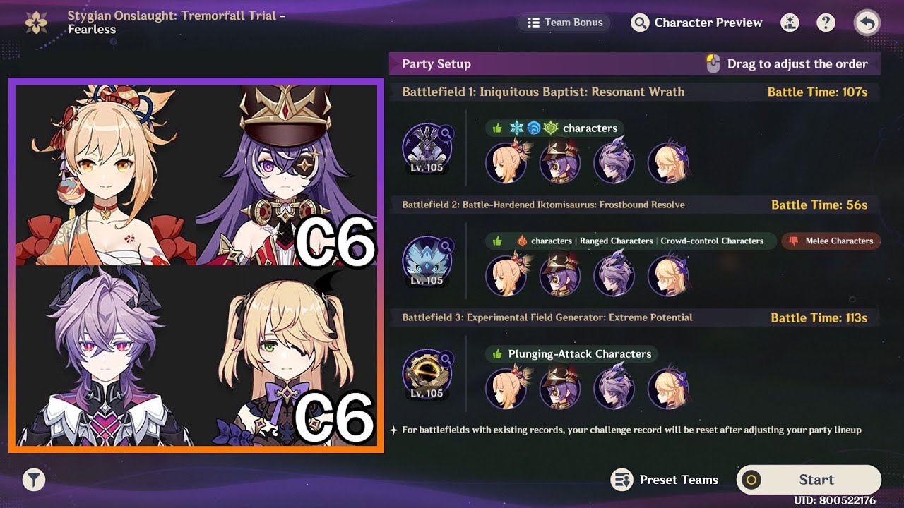 【Stygian Onslaught 6.2 Fearless】 C1R1 Yoimiya Overload vs All Bosses