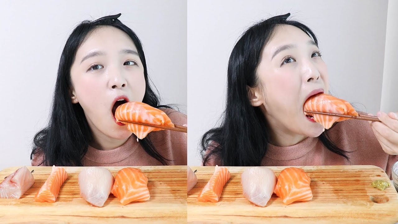 대왕방어초밥🍣대왕연어초밥 먹방 _ 그냥먹어도 맛있는걸 크게먹으면 얼마나 맛있게요 :D