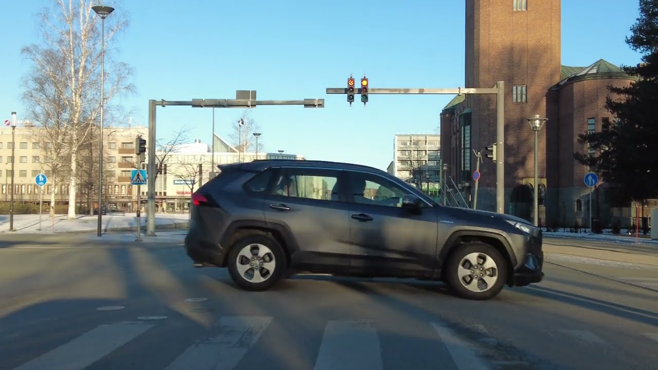 Driving in Joensuu. Finland 4K. 20.11.2022 (sunny november sunday)