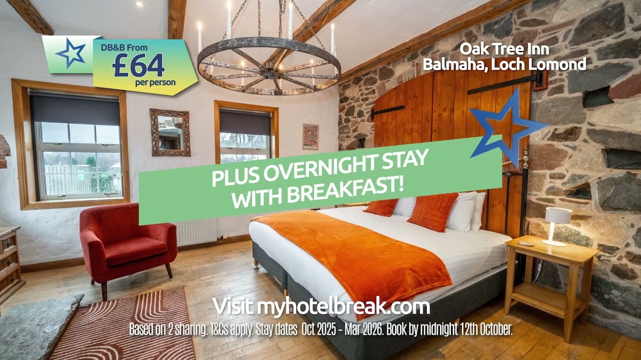 BLUE STAR SALE! Oak Tree Inn Loch Lomond fr &pound;64pp DBB & welcome drink