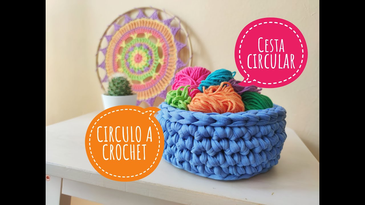 Crochet desde cero (III): Círculo a ganchillo. Cesta circular de trapillo.