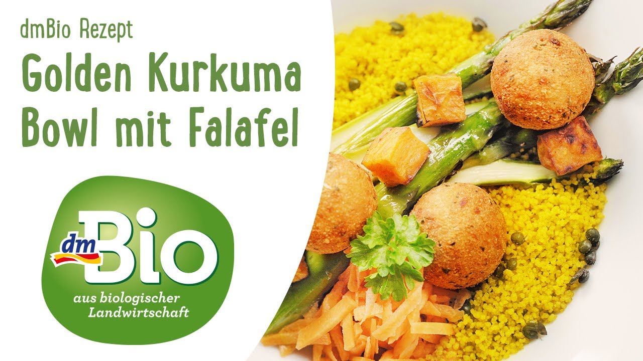 Golden Kurkuma Bowl mit Falafel | dmBio