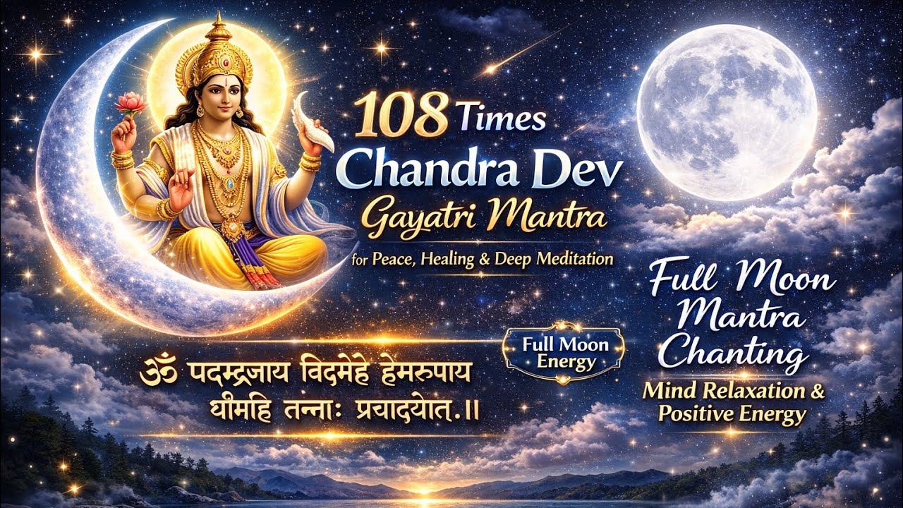 108 Times Chandra Dev Gayatri Mantra for Peace & Deep Meditation | Powerful Moon Mantra Chanting
