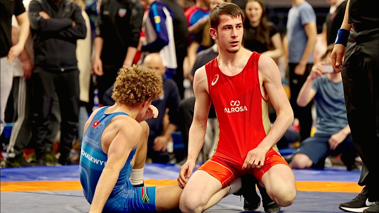 U20 Samirhan Arsanalayev (NOR) vs Lenerd van Schalkwyk (RSA) 57kg. Freestyle men wrestling.