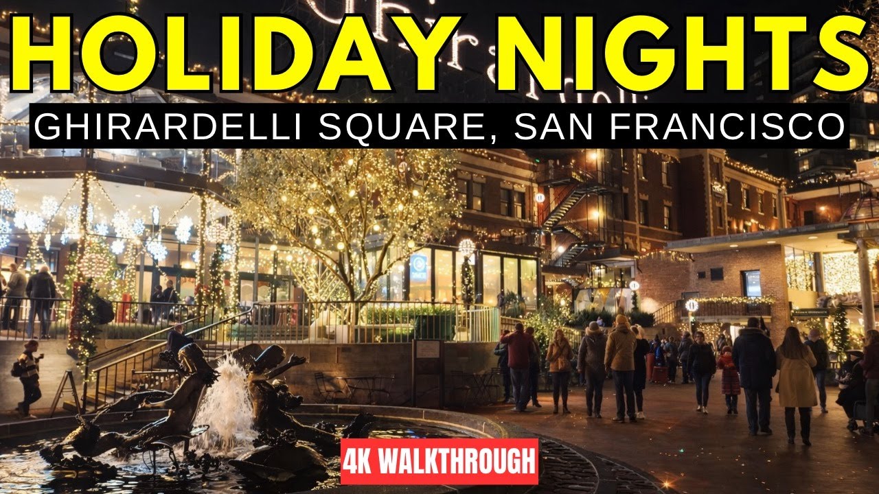 Holiday Night at Ghirardelli Square | San Francisco Walk (4K)