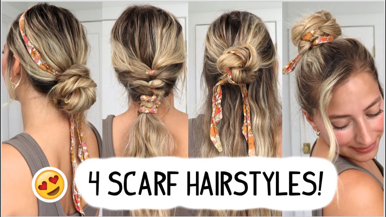 4 HAIRSTYLES USING A HAIR SCARF! Easy Scarf Hairstyles | Back-to-School Hair | Quick Hairstyles