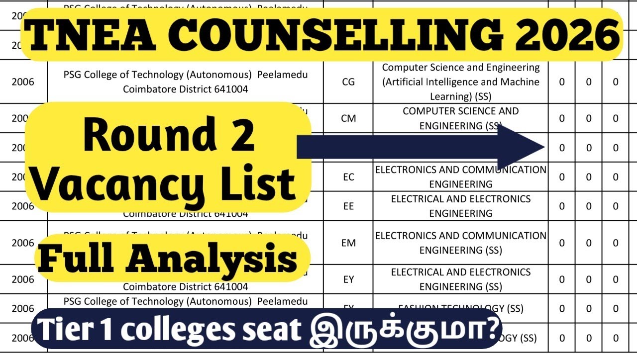 TNEA Round 2 Vacancy List LIVE | How to Check & Fill Choice List for Tier 1 Colleges? | Vincent Info
