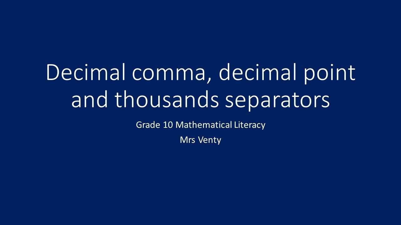 1 1 Decimal and thousand separators