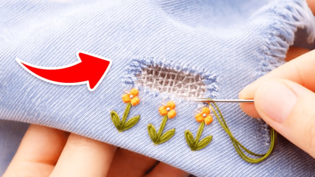 🔥 How to Fix Holes WITHOUT Patches – Genius Embroidery Hack!