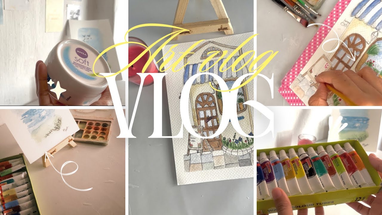 Art vlog 🌅:painting with me 🎨 cozy art vlog 🍃| watercolour | relaxing art