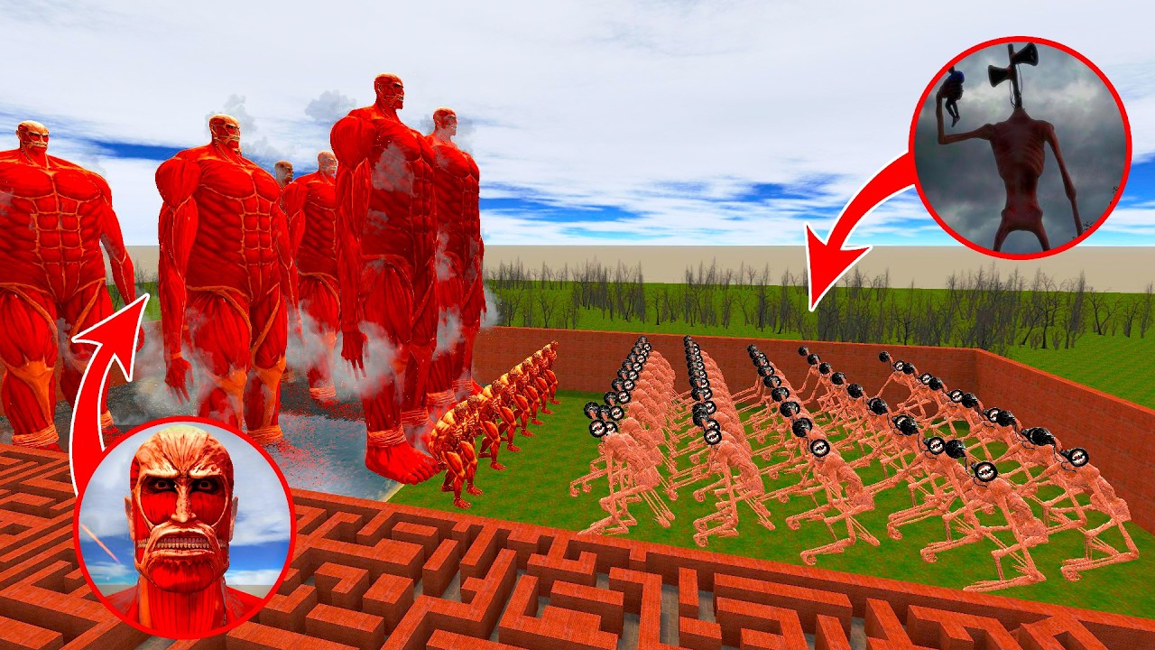 Epic Battle Siren Heads vs Giant Titans in Garry’s Mod!
