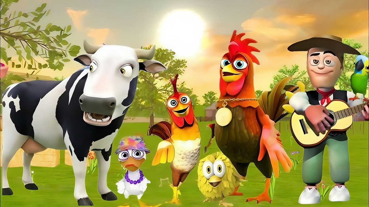 El Pollito Pio 3D - Canciones de la Granja deZenón -el Pollito y el Tractor de lagranja vaca