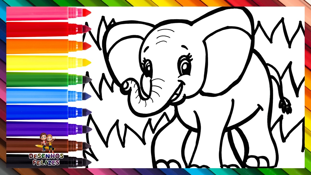 Desenhar e Colorir uma Zebra, Elefante e Raposa Fofos 🦓🐘💦🦊🌈 Desenhos para Crianças