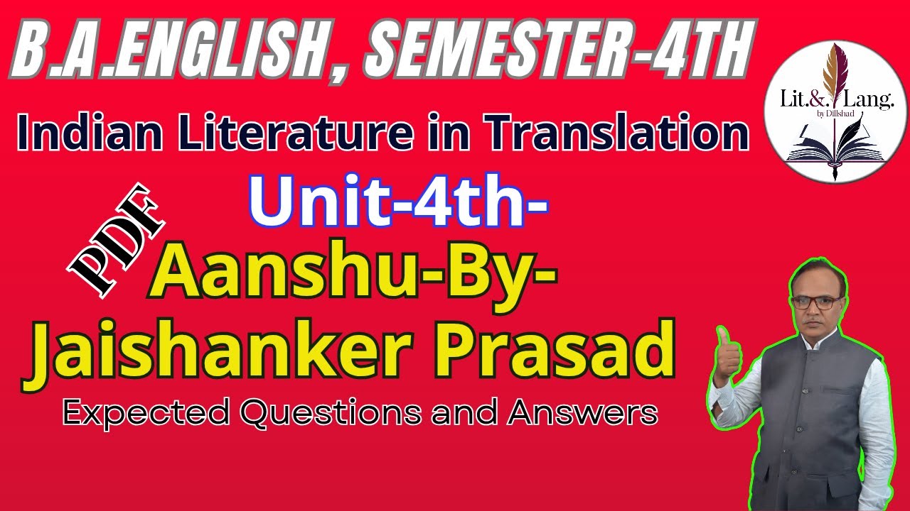 B.A. English | Aansu by Jaishankar Prasad | The Garden of Loneliness  |