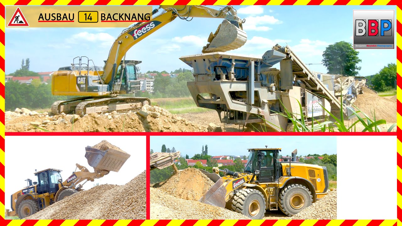 CAT 966M XE, 324E, Kleemann Brecheranlage - Ausbau B14 Backnang, 2025.