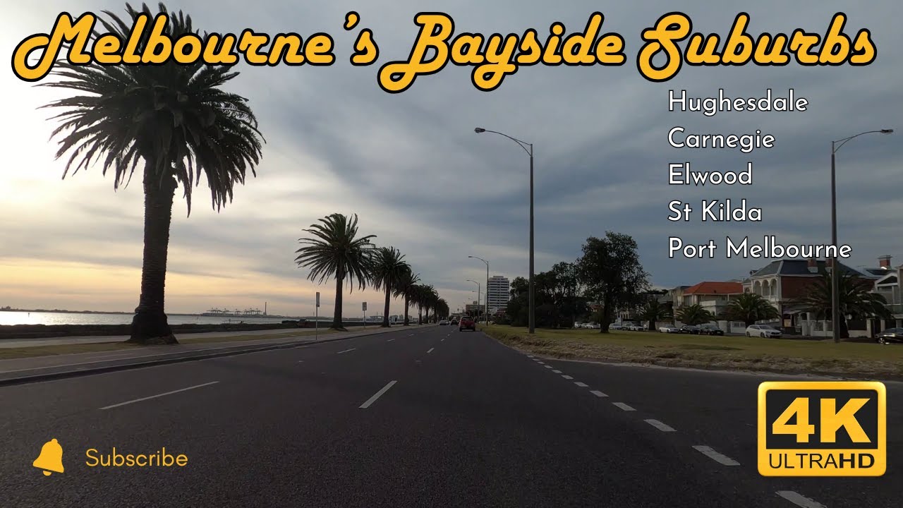 Melbourne's Beautiful Bayside: 4K Drive | Hughesdale Station, Elsternwick Village & St Kilda Beach