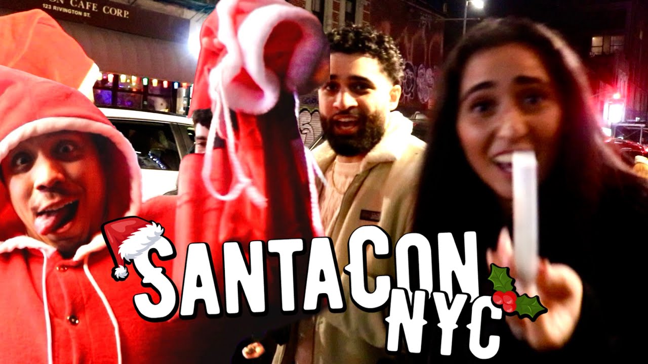 Santa Claus Gifts Out Joints To Strangers! (NYC SantaCon)