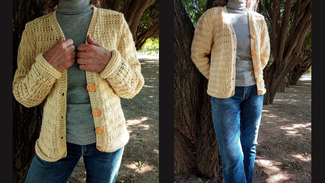 Suéter abierto (Cárdigan) a dos agujas para mujer ¡Paso a paso!