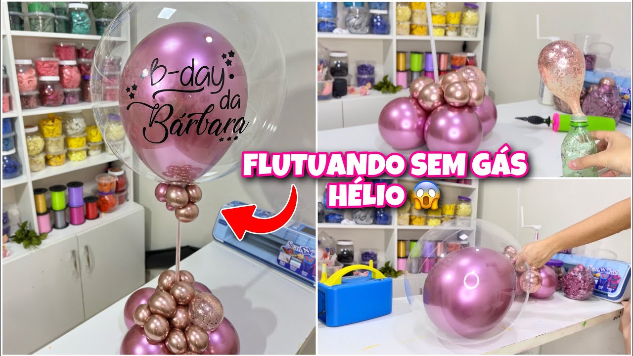 EFEITO DE FLUTUAÇÃO PARA BALÃO BUBBLE | arranjo completo como fazer base para balão bubble