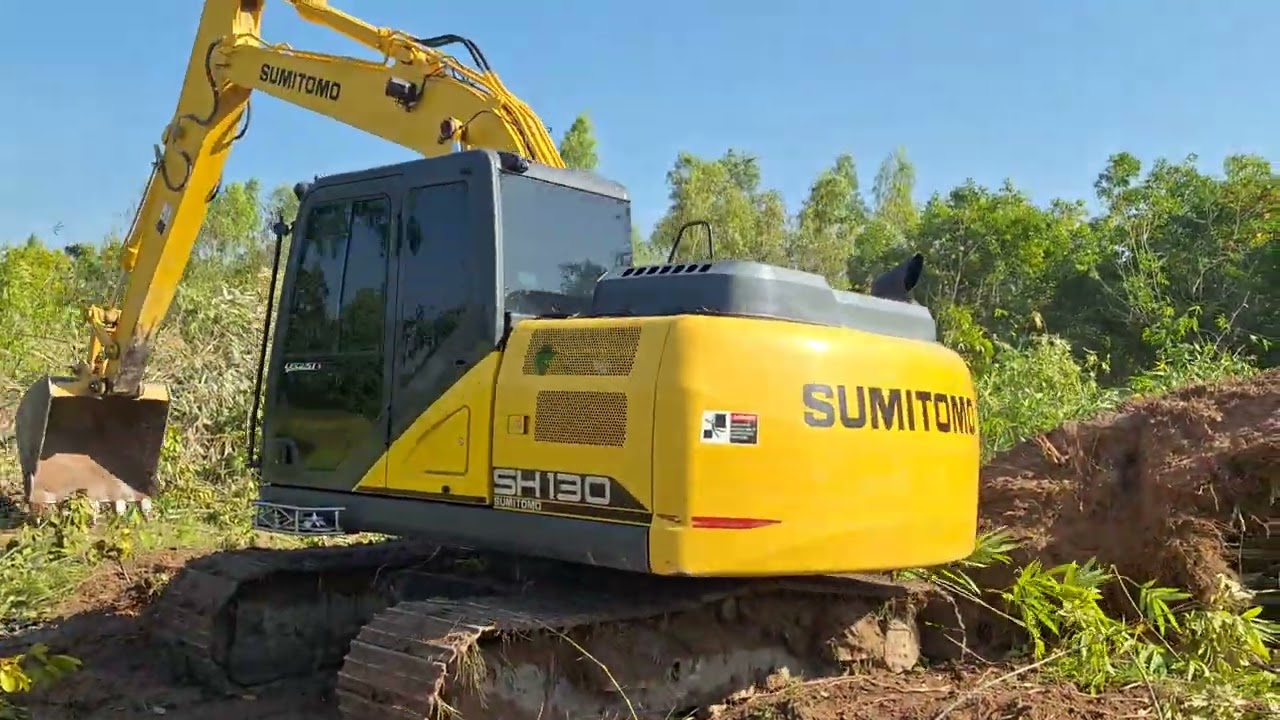 รีวิวรถขุด sumitomo sh130-6 งานขุดตอยางพารากอไผ่จัดหนักจัดเต็ม excavator