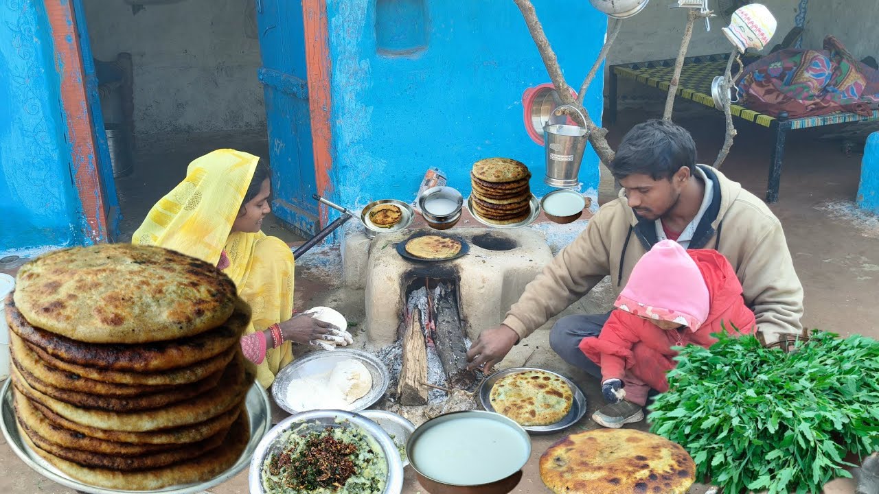 आज जया जी बनाए स्पेशल भथुआ का पराठा | village traditional routine |