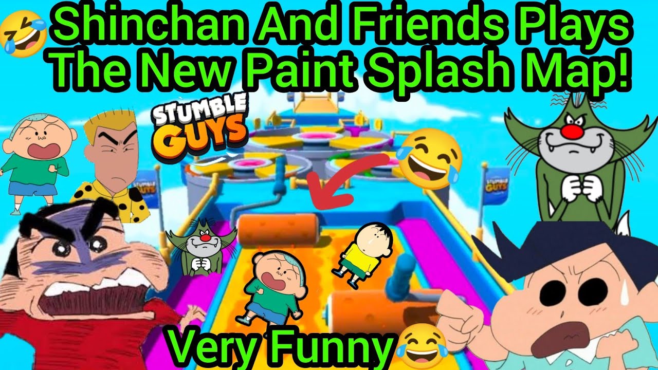 Shinchan And His Friends Plays The New FUNNIEST PAINT SPLASH Map! In Stumble Guys🔥 Very Funny🤣