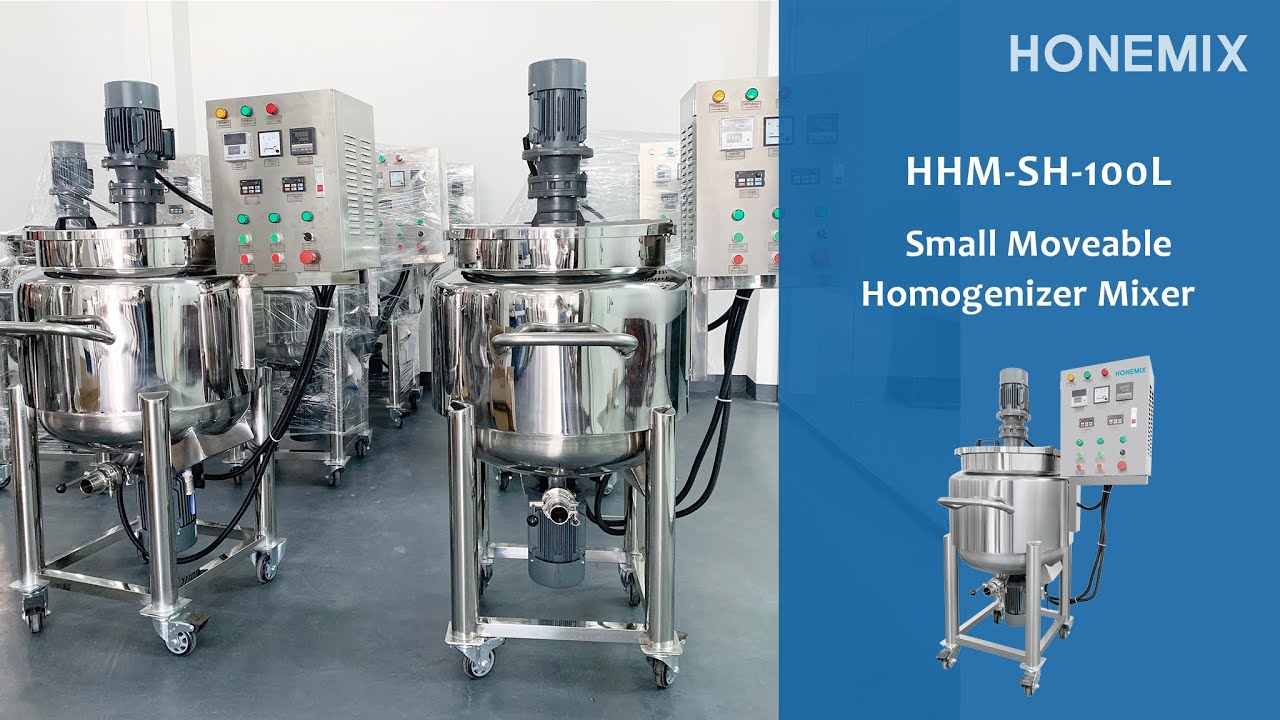 HHM 100L Small business shampoo liquid homogenizer mixer with double jacket heating mixing machine
