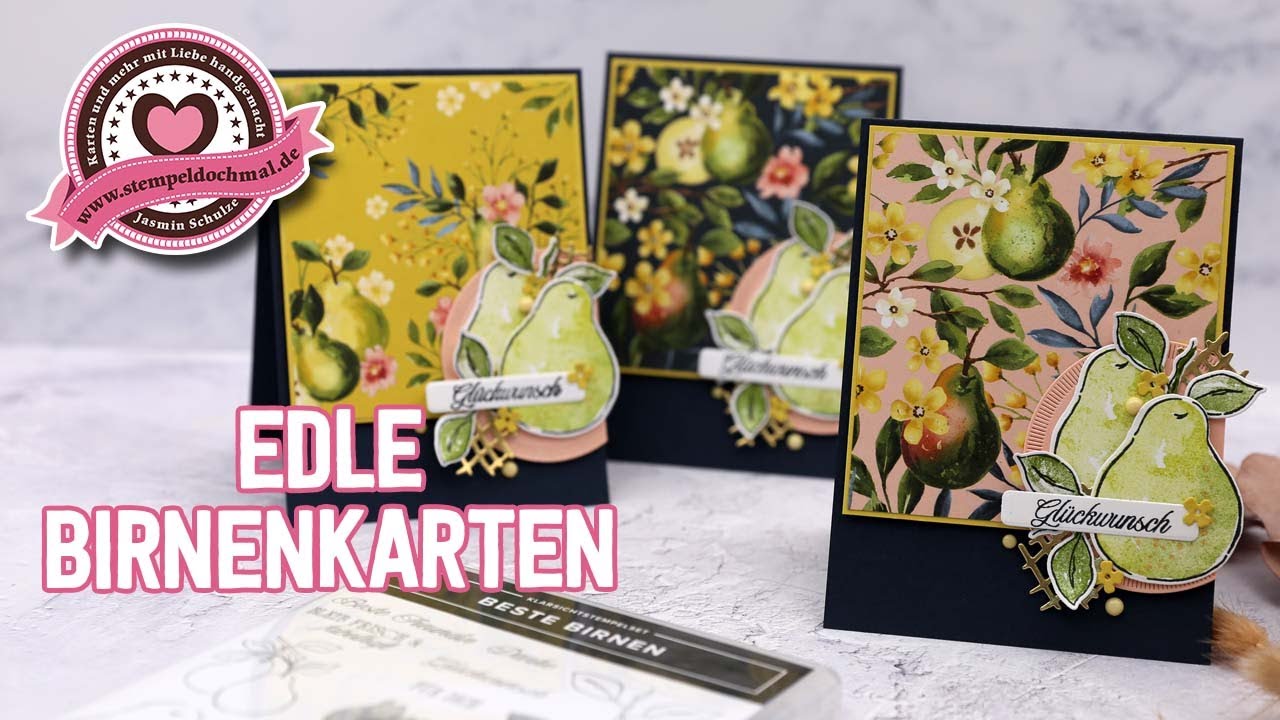 Birnenkarten | Malerische Birnen | Karten basteln