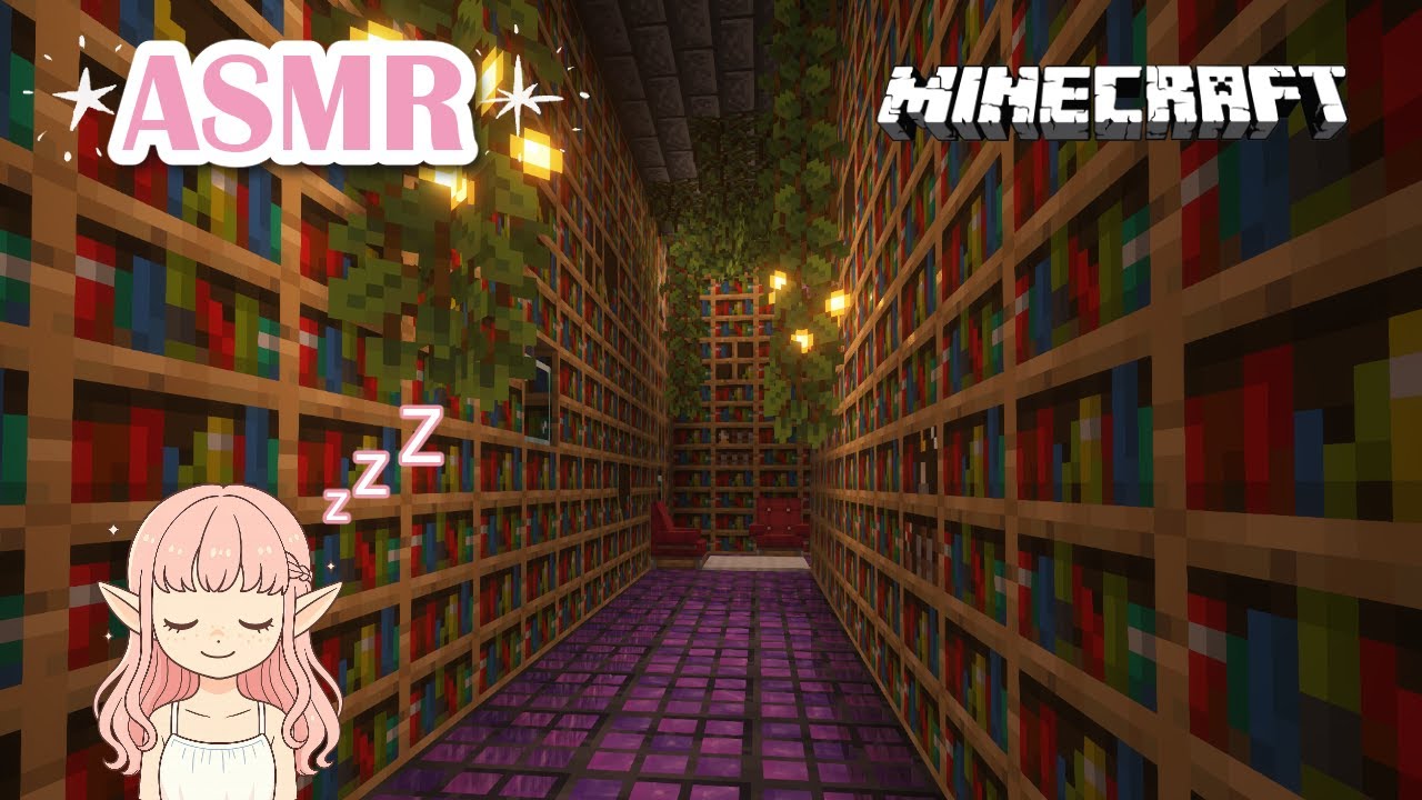 Minecraft ASMR ♡ – Magical Library Tour ❤️ | Whispering & Keyboard Sounds ✨