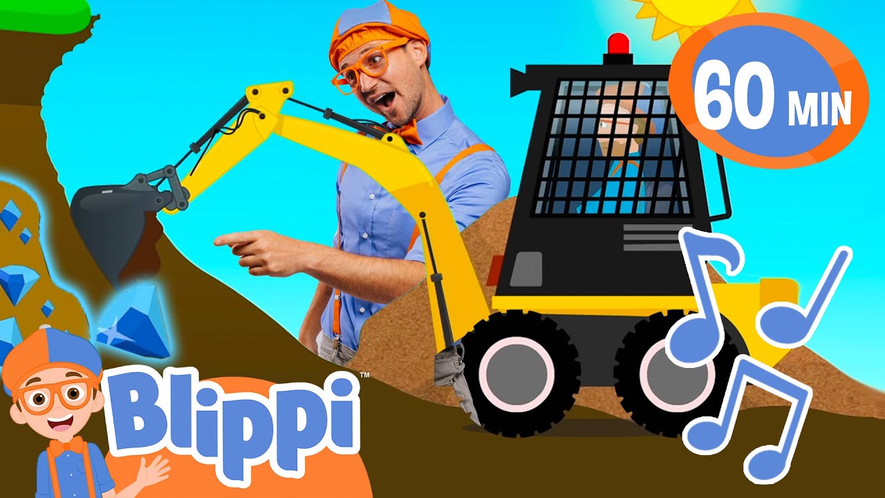 Skid Steer Diamond Dig Song | 1 Hour of BLIPPI | Educational Songs For Kids