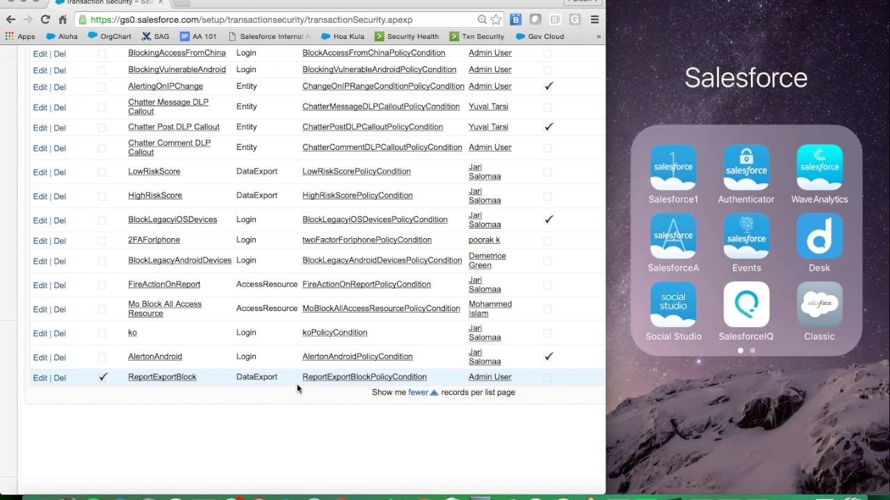 Salesforce Transaction Security Data Export