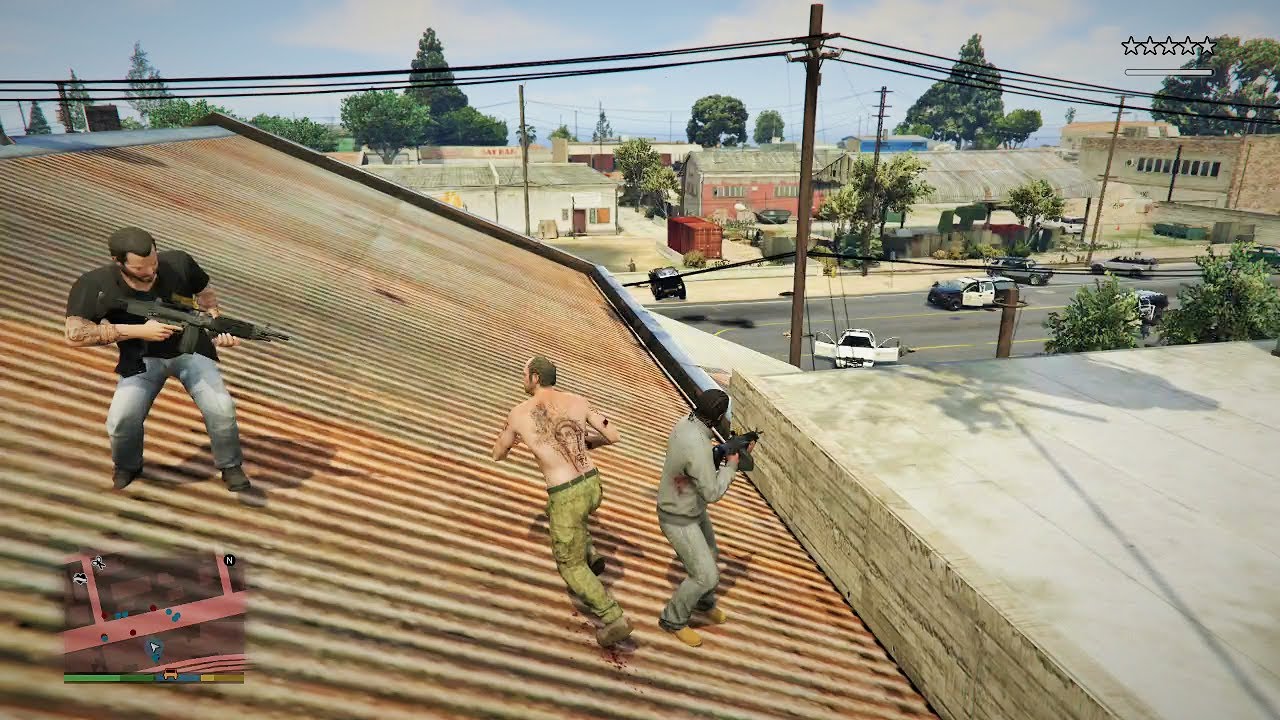 GTA 5 - Franklin, Michael and Trevor Five Star Escape From The CHICKEN FACTORY # 21