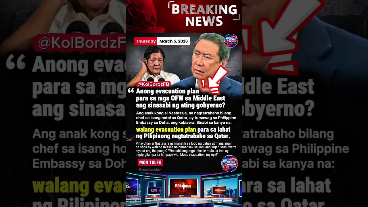 &ldquo;Walang Evacuation Plan?&rdquo; &ndash; Mon Tulfo, Kinuwestiyon ang Gobyerno sa OFW Safety. #short