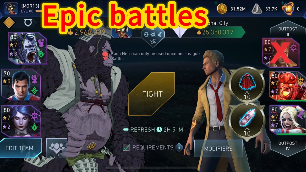 league invasion battles D1 injustice 2 mobile 