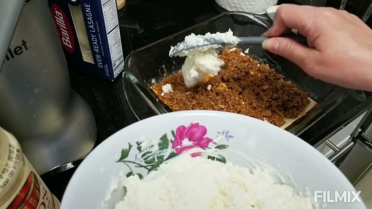 Lasaña de carne y quesos 