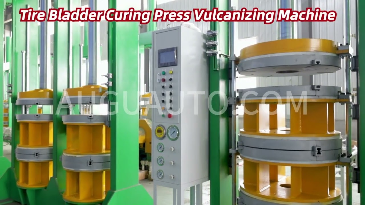 Tire bladder curing press vulcanizing machine. Made in Qingdao augu automation