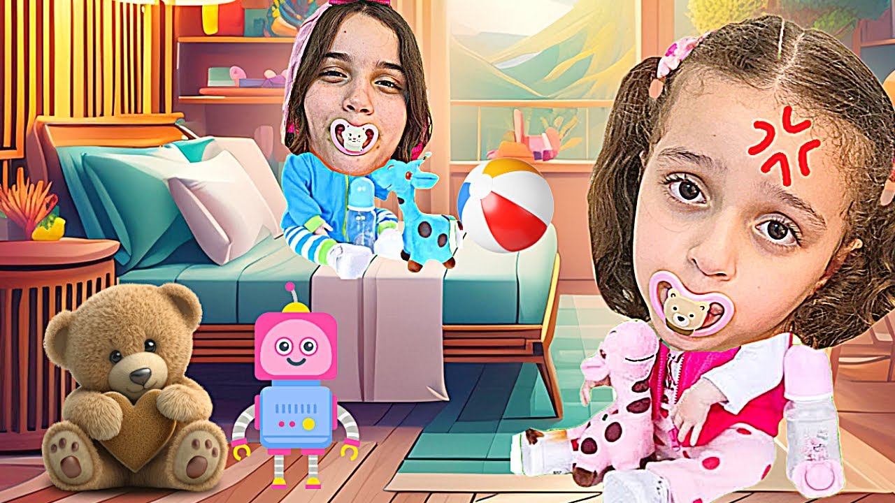 Marina e Elisa em Historinhas Divertidas de Novos Irmãos Bebês