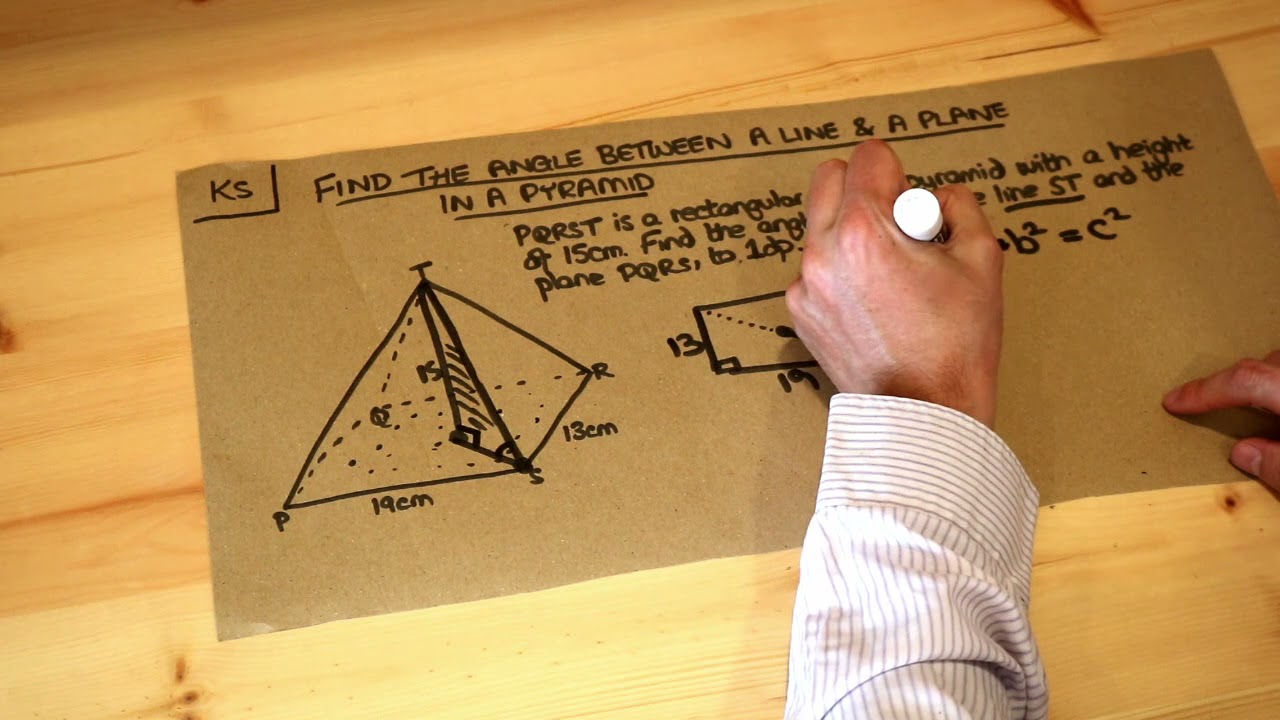 Key Skill - Find the angle between a line and a plane in a pyramid.