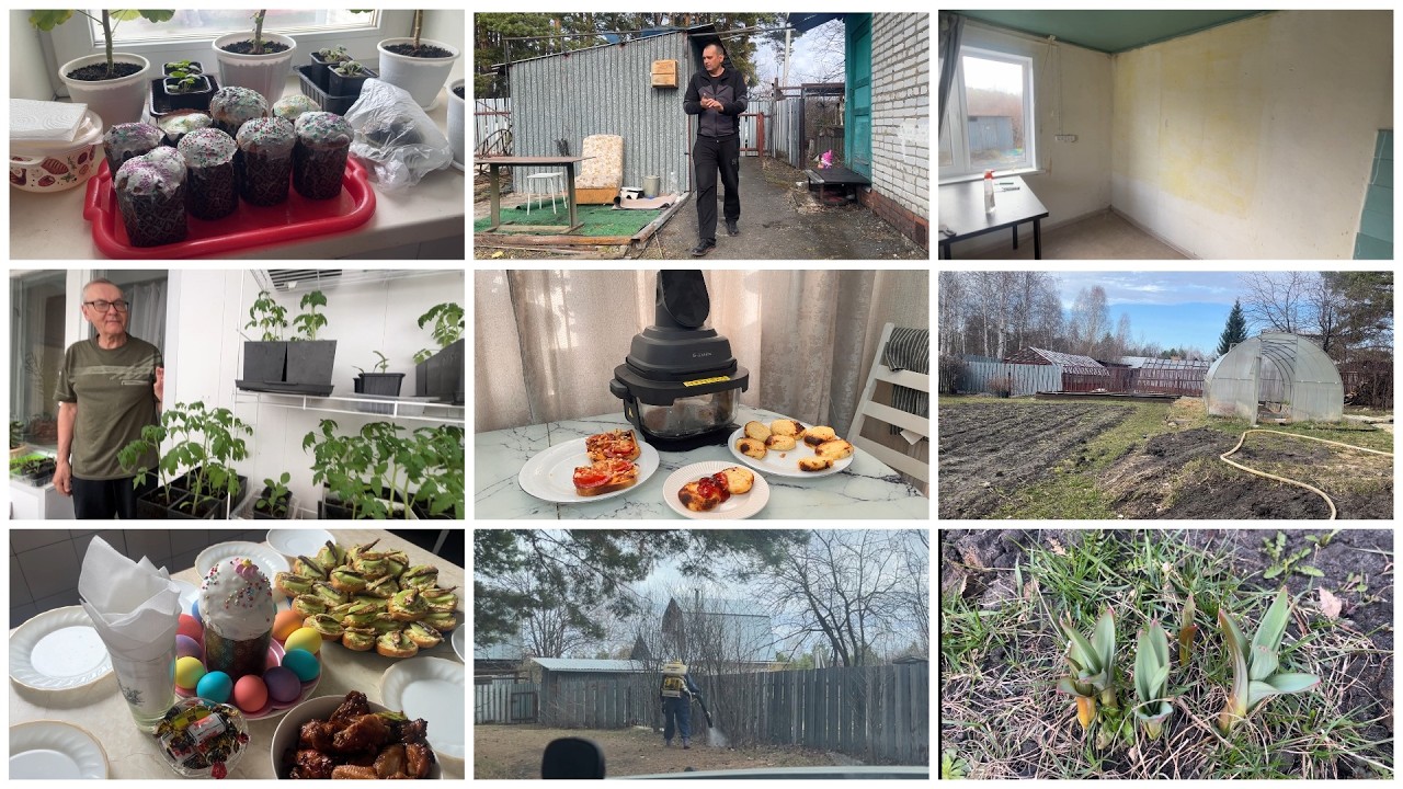 У РОДИТЕЛЕЙ В ГОСТЯХ ОТМЕЧАЕМ ПАСХУ/ОБРАБОТКА УЧАСТКА ОТ КЛЕЩЕЙ/ШАШЛЫК СЫРНИКИ в Аэрогриле G-Wekliss