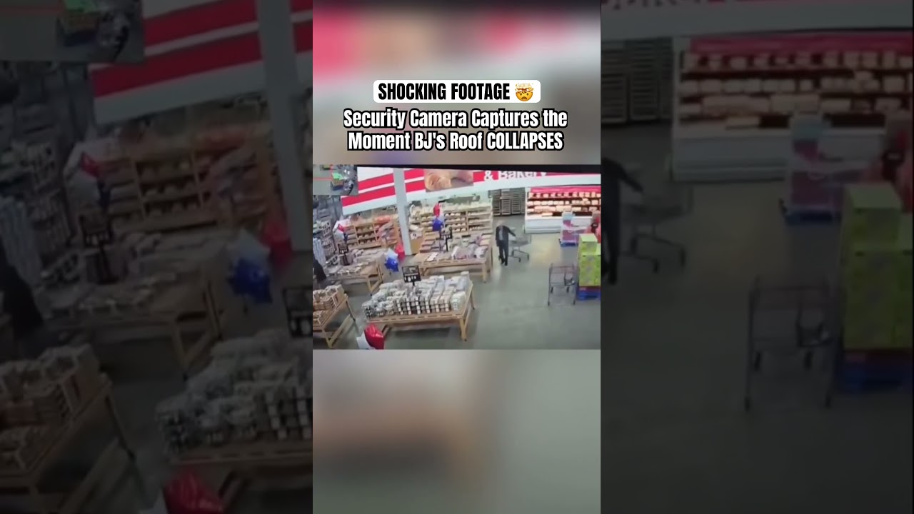 Supermarket Roof Collapses on Camera 😳