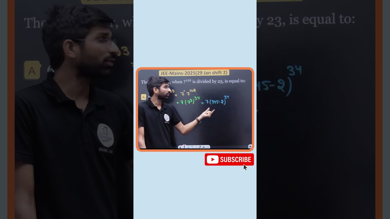 🔥 JEE Mains 2025  Binomial Theorem! Find Remainder of 7&sup1;⁰&sup3; #jeemains #iitjee #jee #reminder #maths