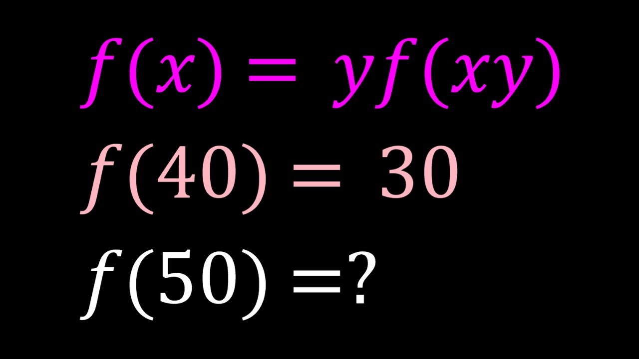 Solving f(x)=yf(xy) in Two/Three Ways