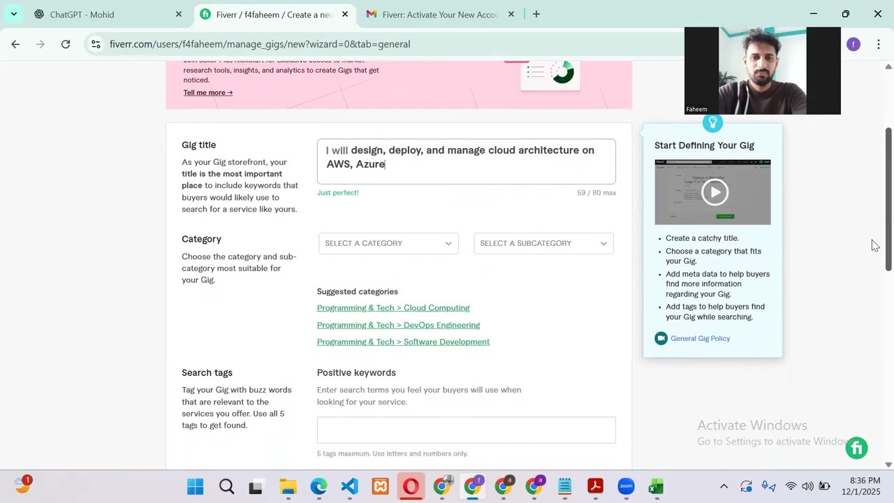 fiverr account setup