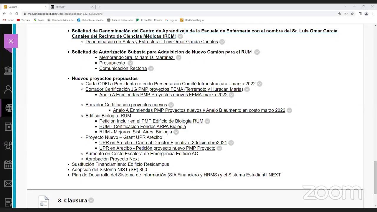 Reunión Ordinaria, JG-UPR 24-marzo-2022