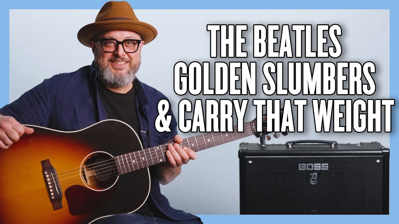 Уроки игры на гитаре с элементами The Beatles Golden Slumbers и Carry That Weight + самоучитель