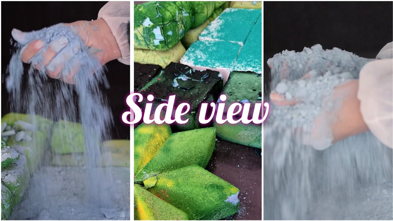 Crunchy soft dusty crush 💚 Relaxing satisfying powder fall sound
