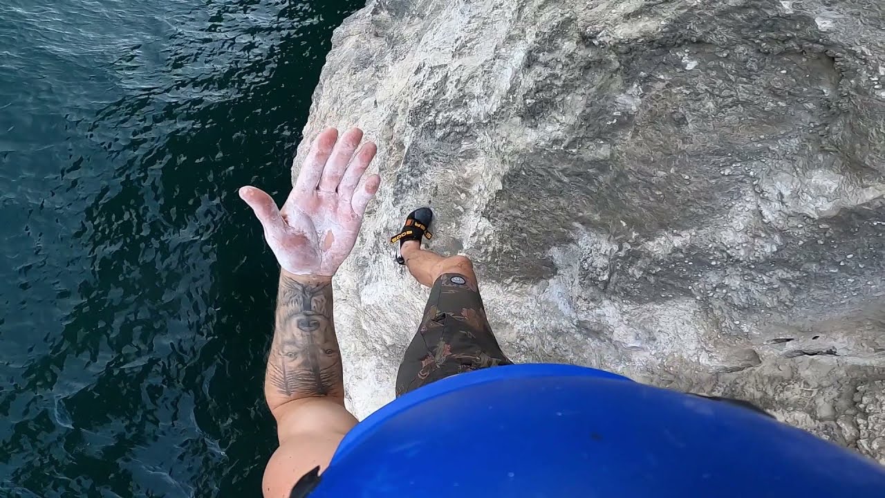 Deep Water Solo Climbing In Riva Del Garda With Cliff Jump