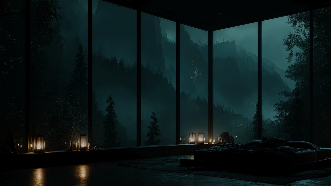 Rain Outside the Window in a Dark Bedroom (No Ads) ☔ | Deep Sleep