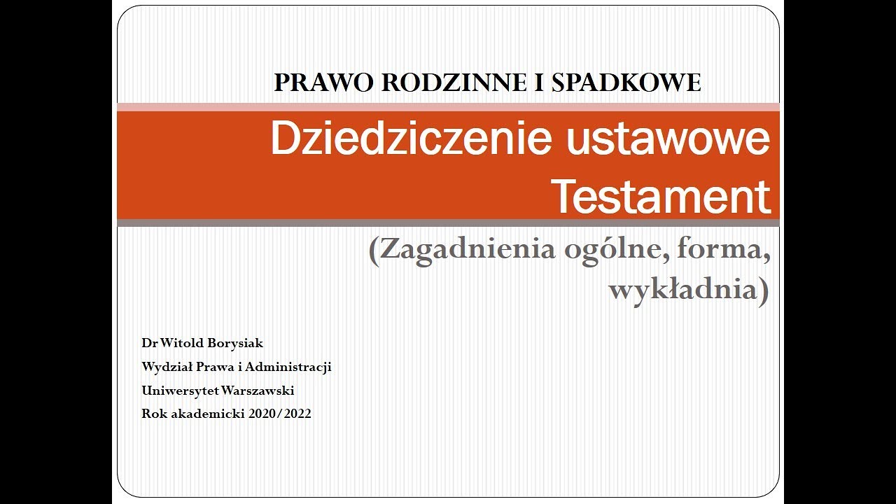Prawo rodzinne i spadkowe - zajęcia 29.12.2021 r.
